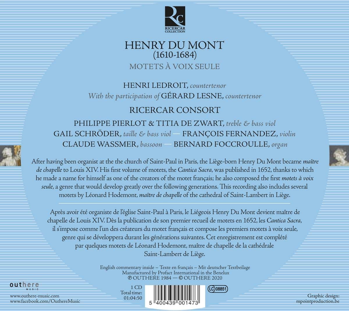 Henri Ledroit / Ricercar Consort 앙리 뒤 몽: 독창을 위한 모테트 (Henry Du Mont: Motets a Voix Seule)