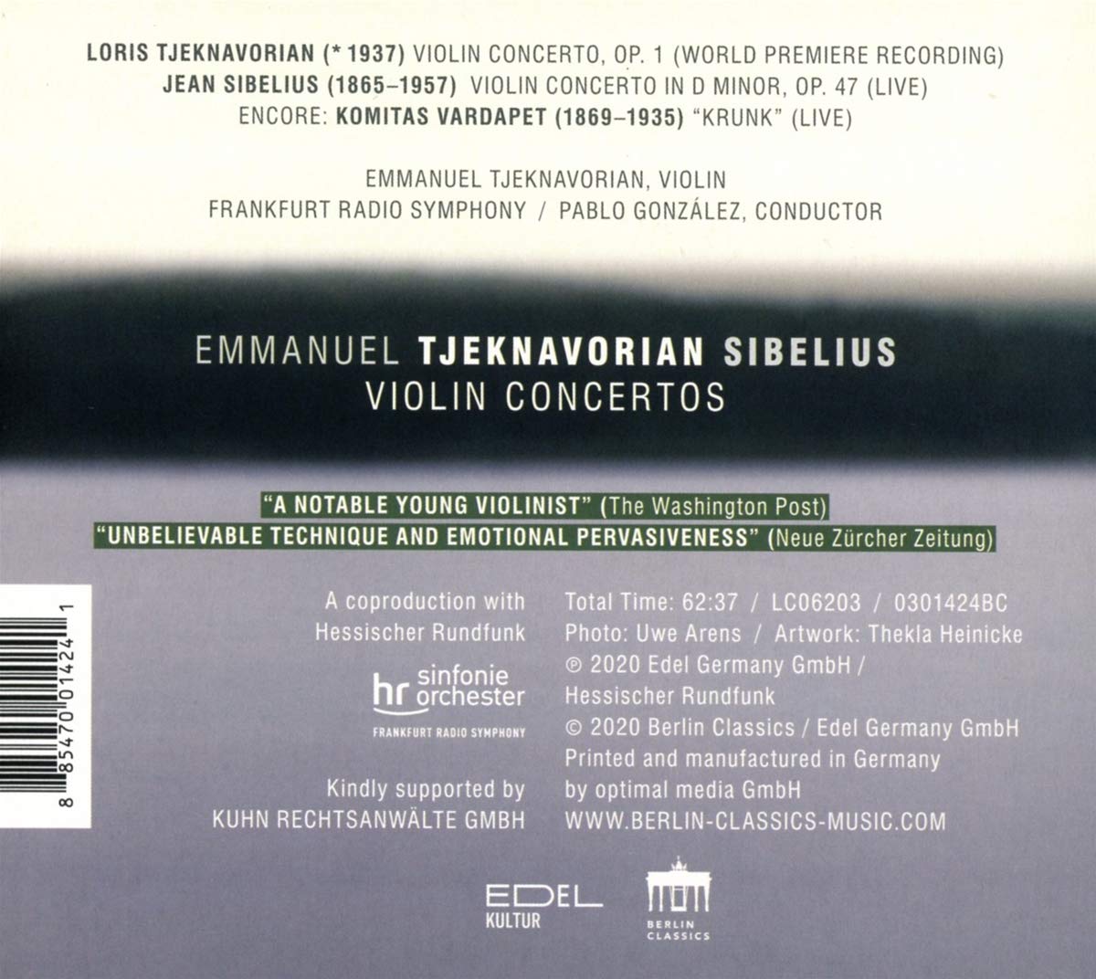 Emmanuel Tjeknavorian 시벨리우스 / 체크나보리안: 바이올린 협주곡 (Sibelius / Tjeknavorian: Violin Concertos)