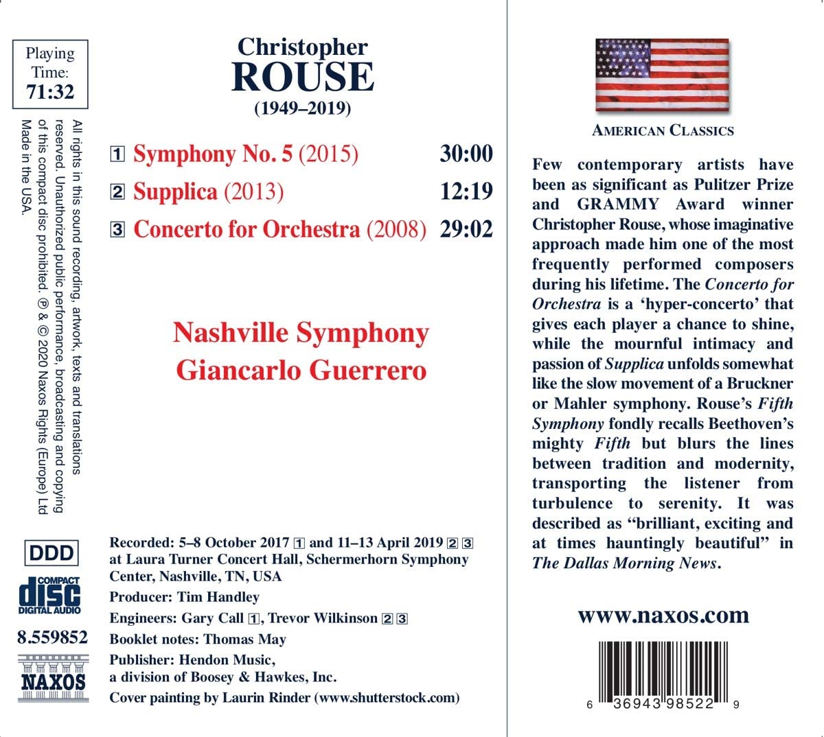 Giancarlo Guerrero 크리스토퍼 루스: 교향곡 5번, 서플리카 , 관현악을 위한 협주곡 (Christopher Rouse: Symphony No. 5, Supplica, Concerto for Orchestra)