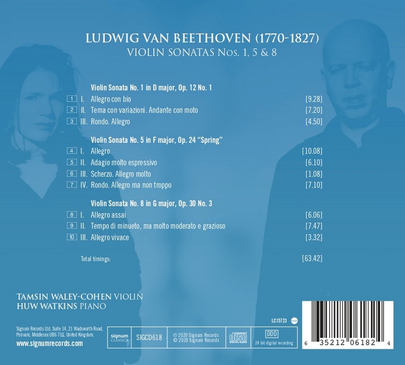Tamsin Waley-Cohen 베토벤: 바이올린 소나타 1번 5번 `봄` 8번 (Beethoven: Violin Sonatas Opp.12/1, 24, 30/3)