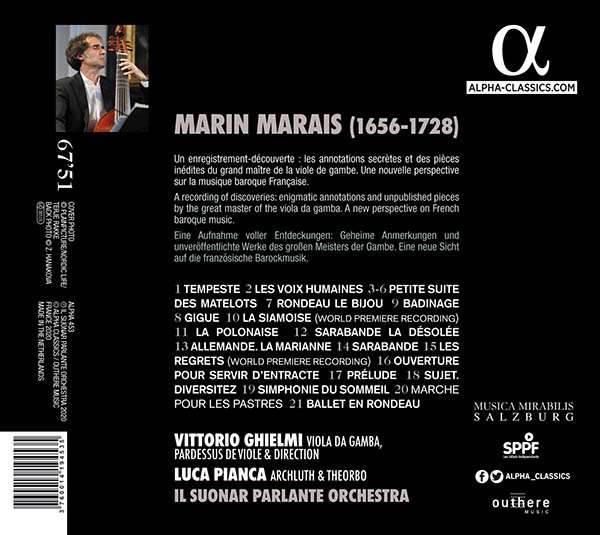 Vittorio Ghielmi 마랭 마레의 비밀 - 비올과 오케스트라 연주 (Le secret de Monsieur Marais)