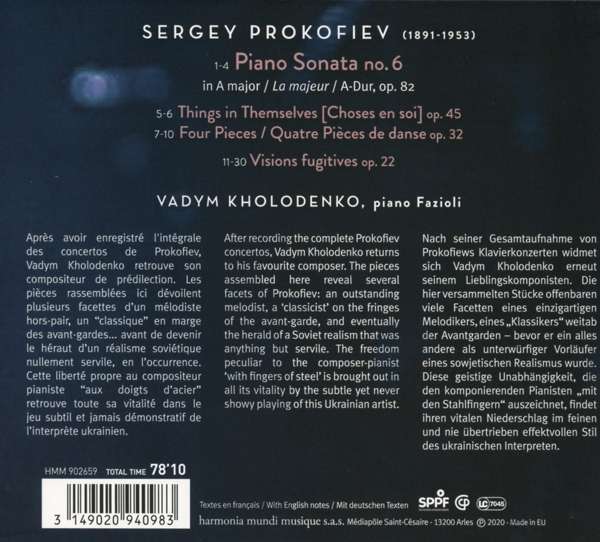 Vadym Kholodenko 프로코피에프: 피아노 소나타 6번, 덧없는 환영 (Prokofiev: Piano Sonata Op.82 , Visions Fugitives Op.22)