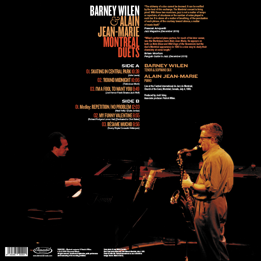 Barney Wilen & Alain Jean-Marie (바르네 윌랑 & 알렝 장마리) - Montreal Duets [LP]