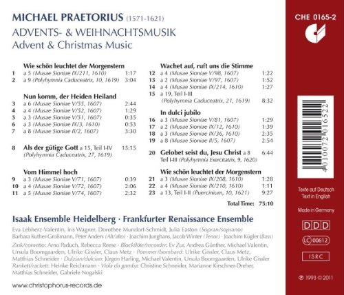프레토리우스: 대림절과 성탄절을 위한 음악 (Michael Praetorius: Advents- und Weihnachtsmusik)