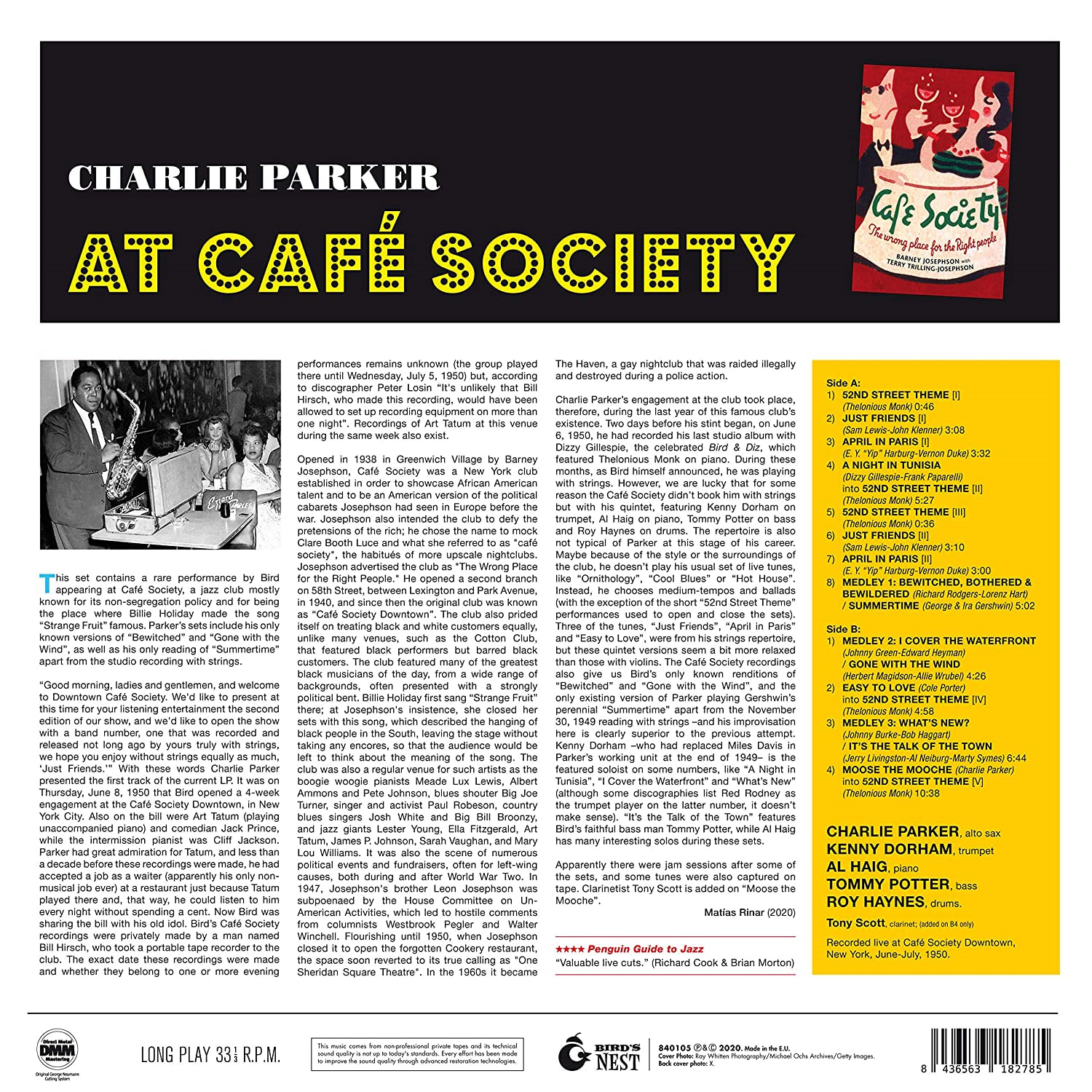 Charlie Parker (찰리 파커) - At Cafe Society [레드 컬러 LP]  