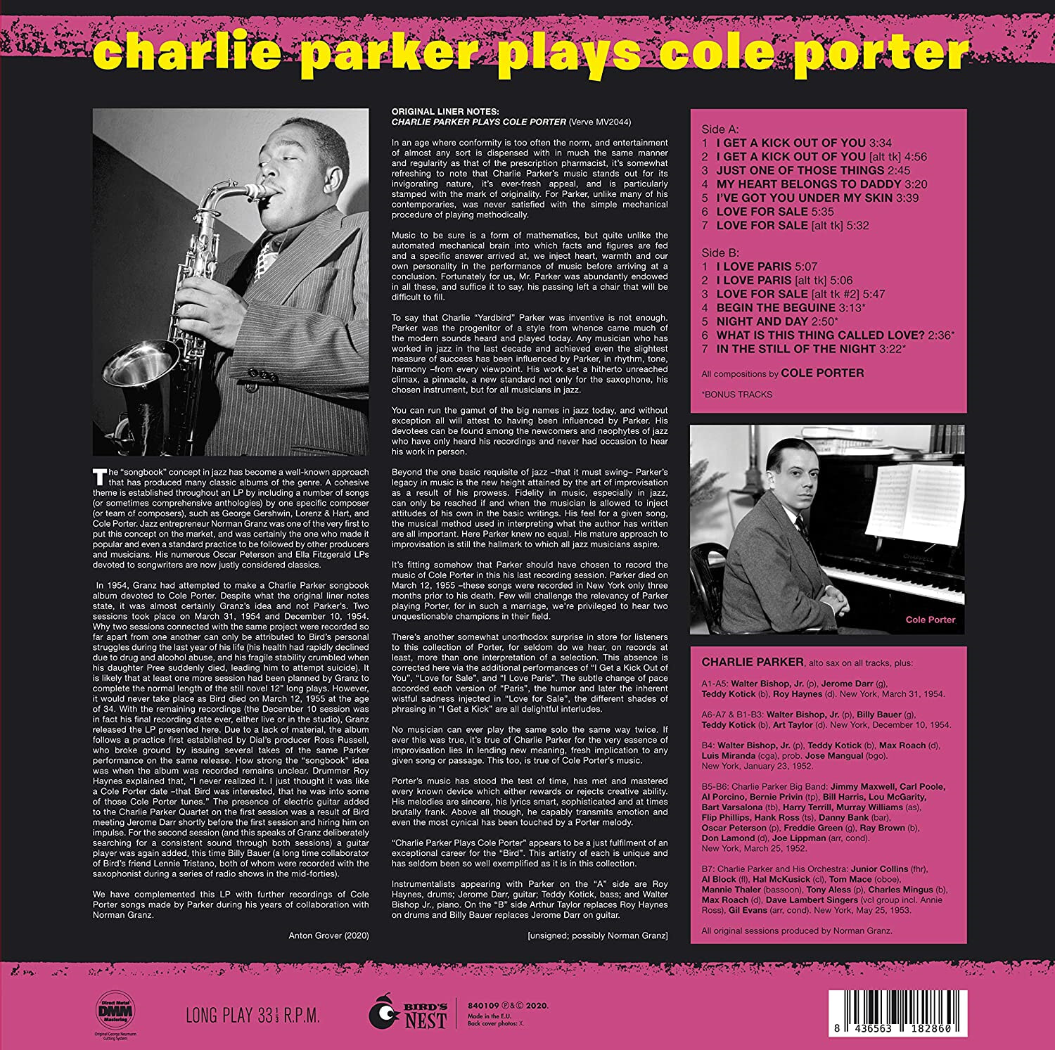 Charlie Parker (찰리 파커) - Charlie Parker Plays Cole Porter [옐로우 컬러 LP]  