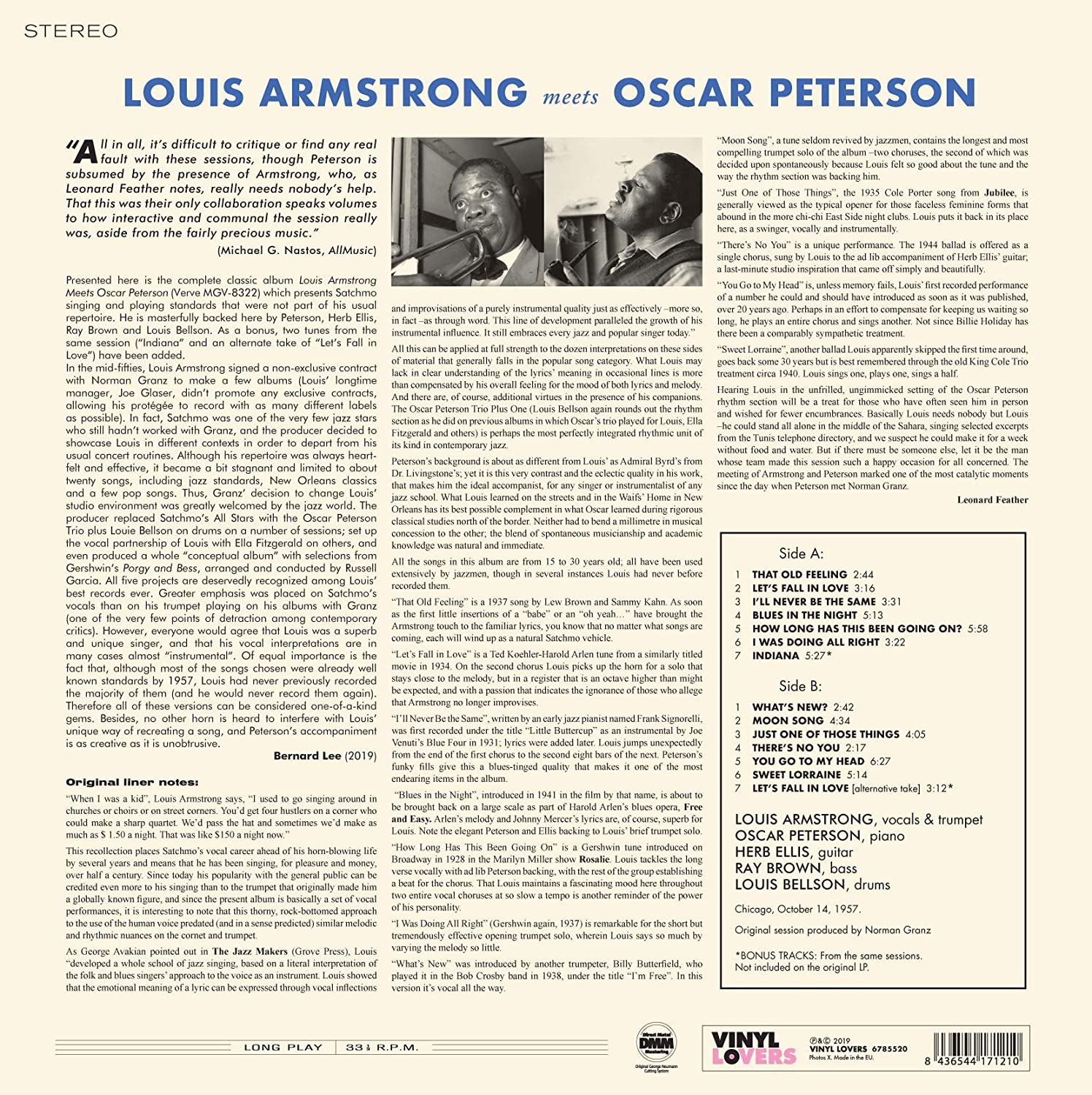 Louis Armstrong & Oscar Peterson (루이 암스트롱 & 오스카 피터슨) - Louis Armstrong Meets Oscar Peterson [LP]