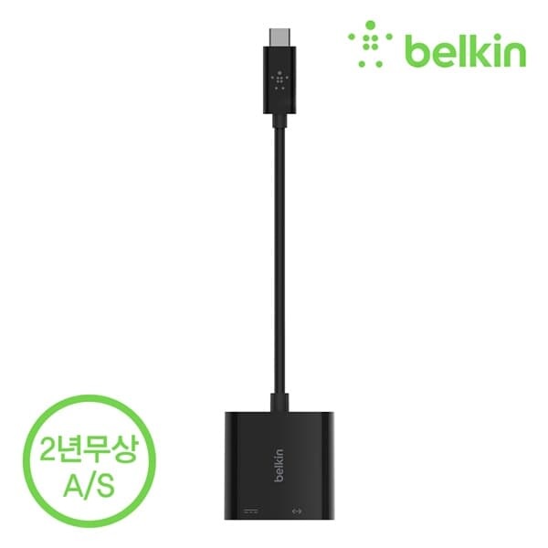 벨킨 USB-C to 이더넷 + C타입 60W PD 충전 어댑터 기가비트 LAN 포트 변환 썬더볼트3 INC001bt