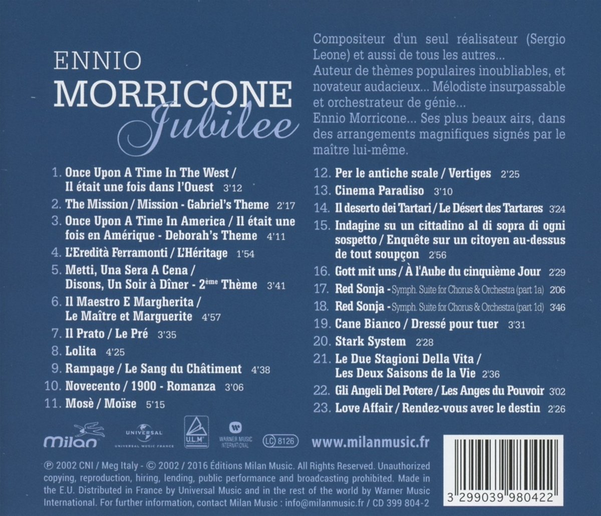 엔니오 모리꼬네 영화음악 모음집 (Ennio Morricone - Jubilee)