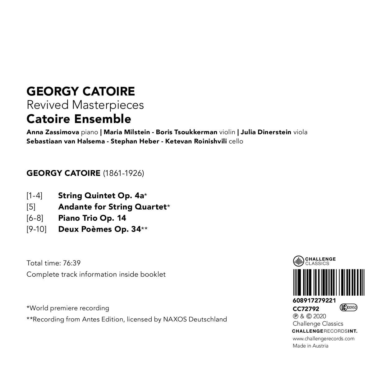 Catoire Ensemble 게오르기 카투아르: 실내악 작품집 (Georgy Catoire: Revived Masterpieces)