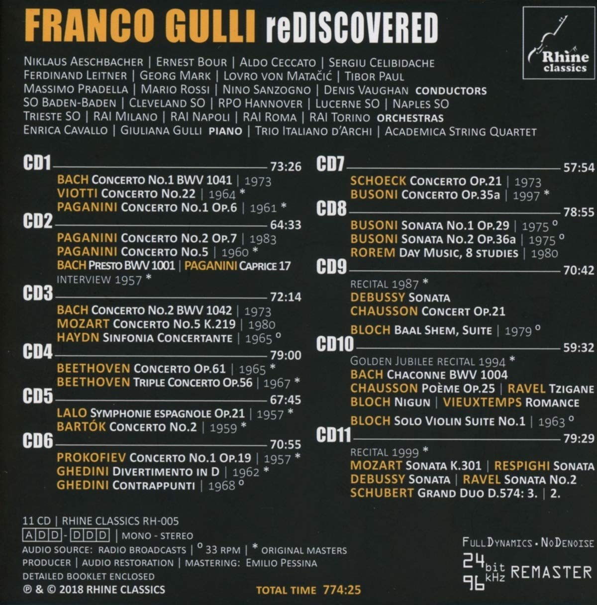 Franco Gulli 프랑코 굴리 바이올린 녹음 모음집 (Rediscovered: 1957-1999 Unreleased , Rare Recordings)
