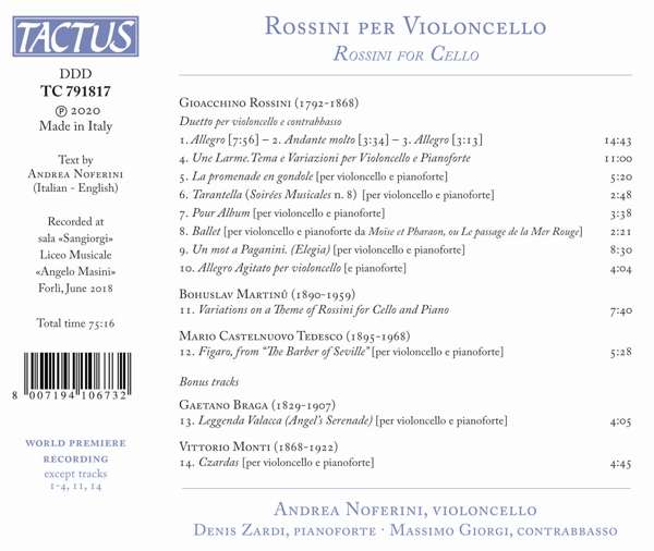 Andrea Noferini 첼로를 위한 로시니 (Rossini: Per Violoncello)