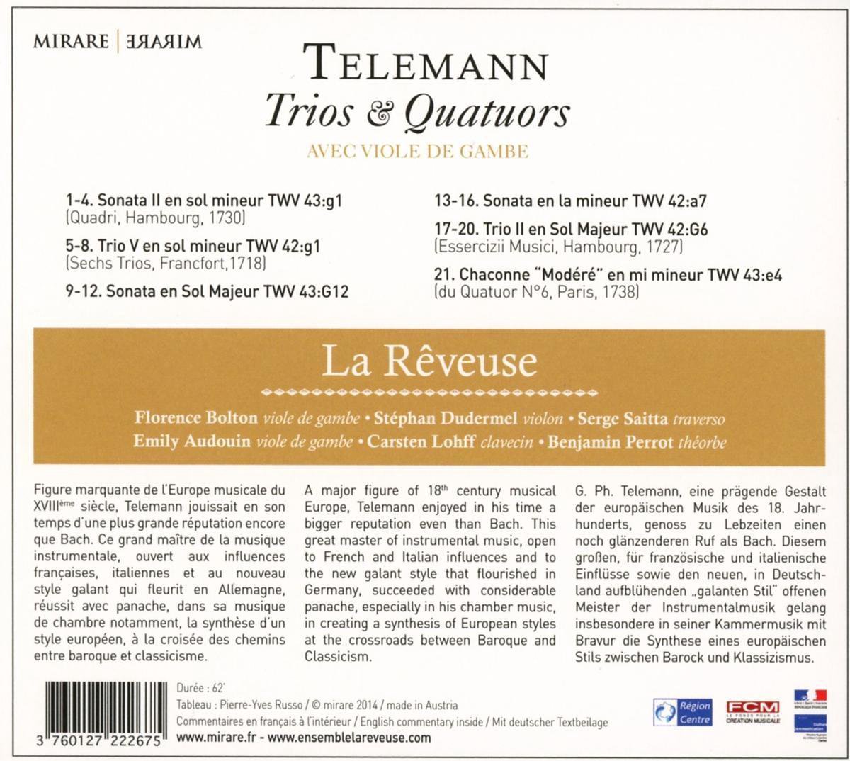 La Reveuse 텔레만: 비올라 다 감바 트리오와 사중주곡집 (Telemann: Trios & Quartets)