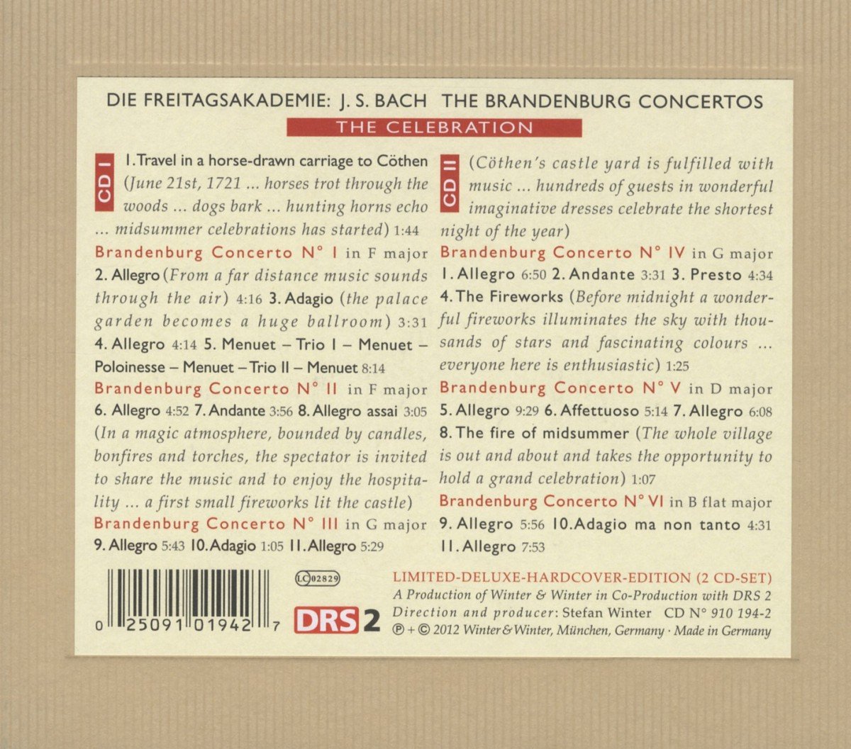 Die Freitagsakademie 바흐: 브란덴부르크 협주곡 전곡 (J.S.Bach : The Brandenburg Concertos 1721)