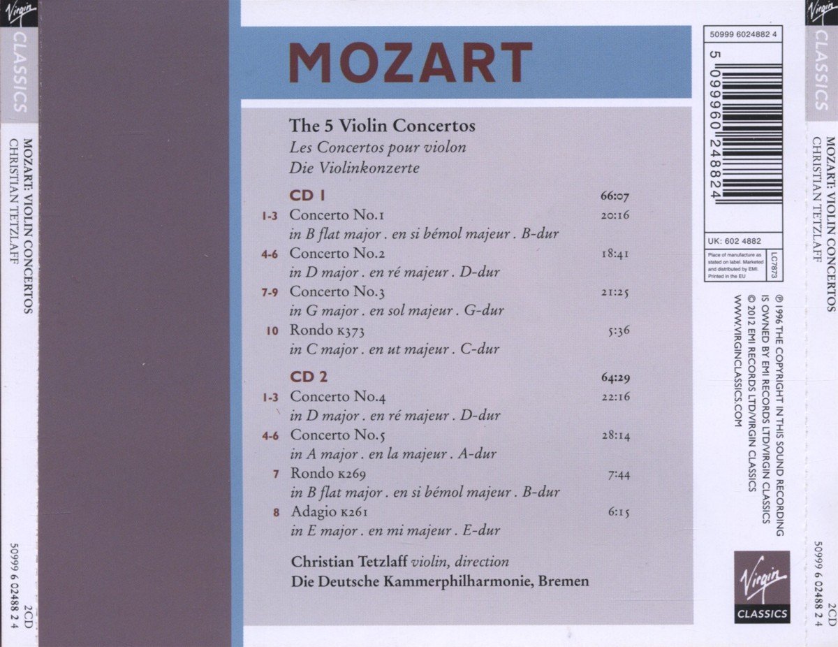 Christian Tetzlaff 모차르트: 바이올린 협주곡집 (Mozart: The 5 Violin Concertos)