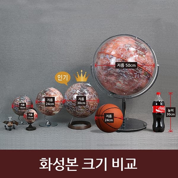 [맵소프트] 18cm 기본 화성본 3차원 붉은 행성 표면 우주 탐사여행