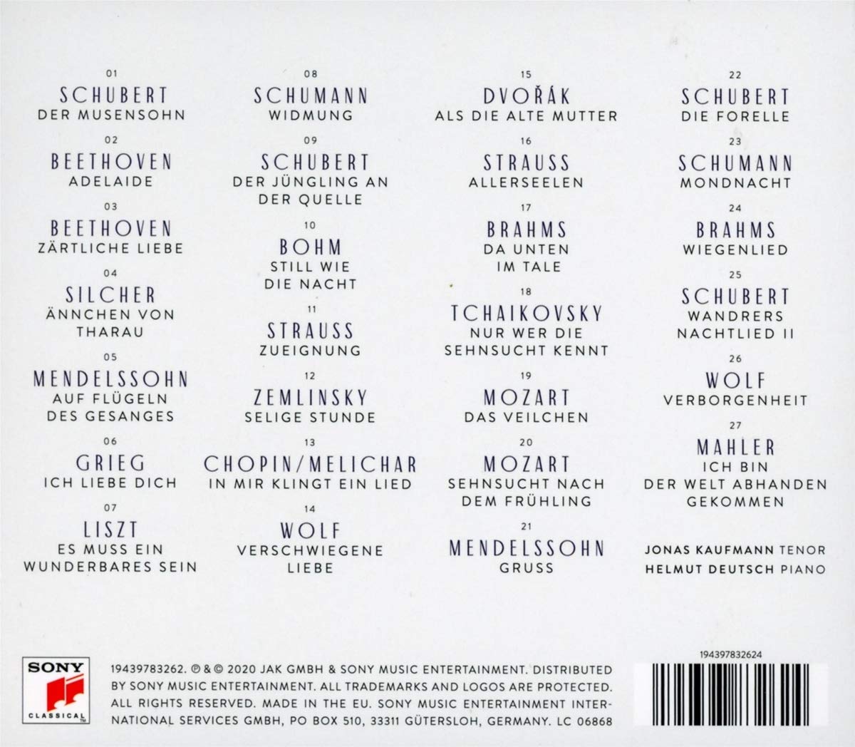 Jonas Kaufmann 요나스 카우프만 로맨틱 가곡 모음집 '축복의 시간' (Romantic Songs - Selige Stunde)