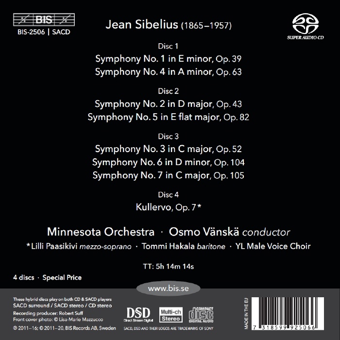 Osmo Vanska 시벨리우스: 교향곡 전곡 - 오스모 벤스카 (Sibelius: Seven Symphonies)