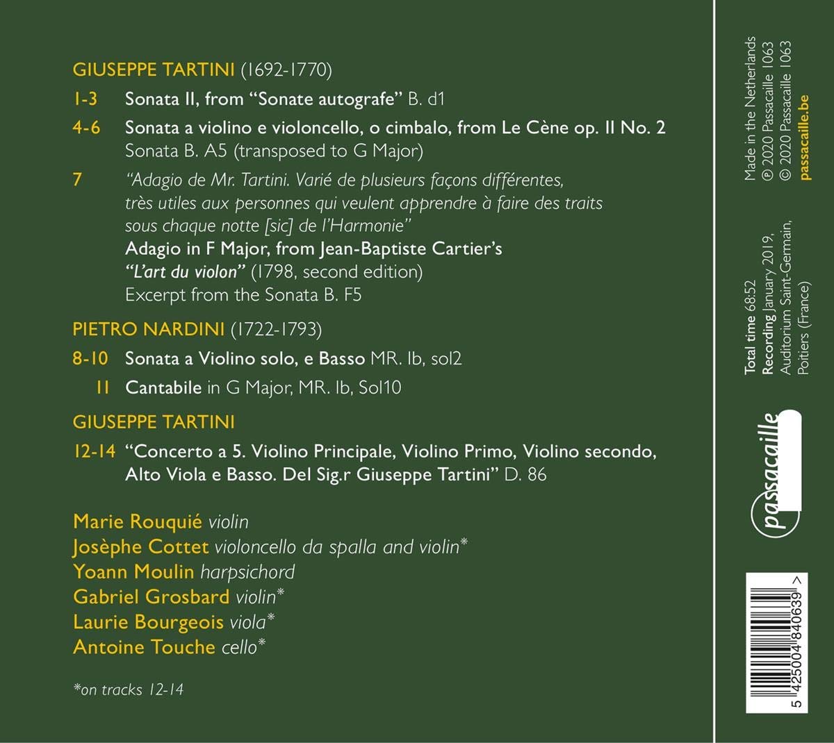Marie Rouquie 타르티니 / 나르디니: 바이올린 소나타, 첼로 소나타 (Tartini / Nardini: Arco Magno - Violin Sonatas)