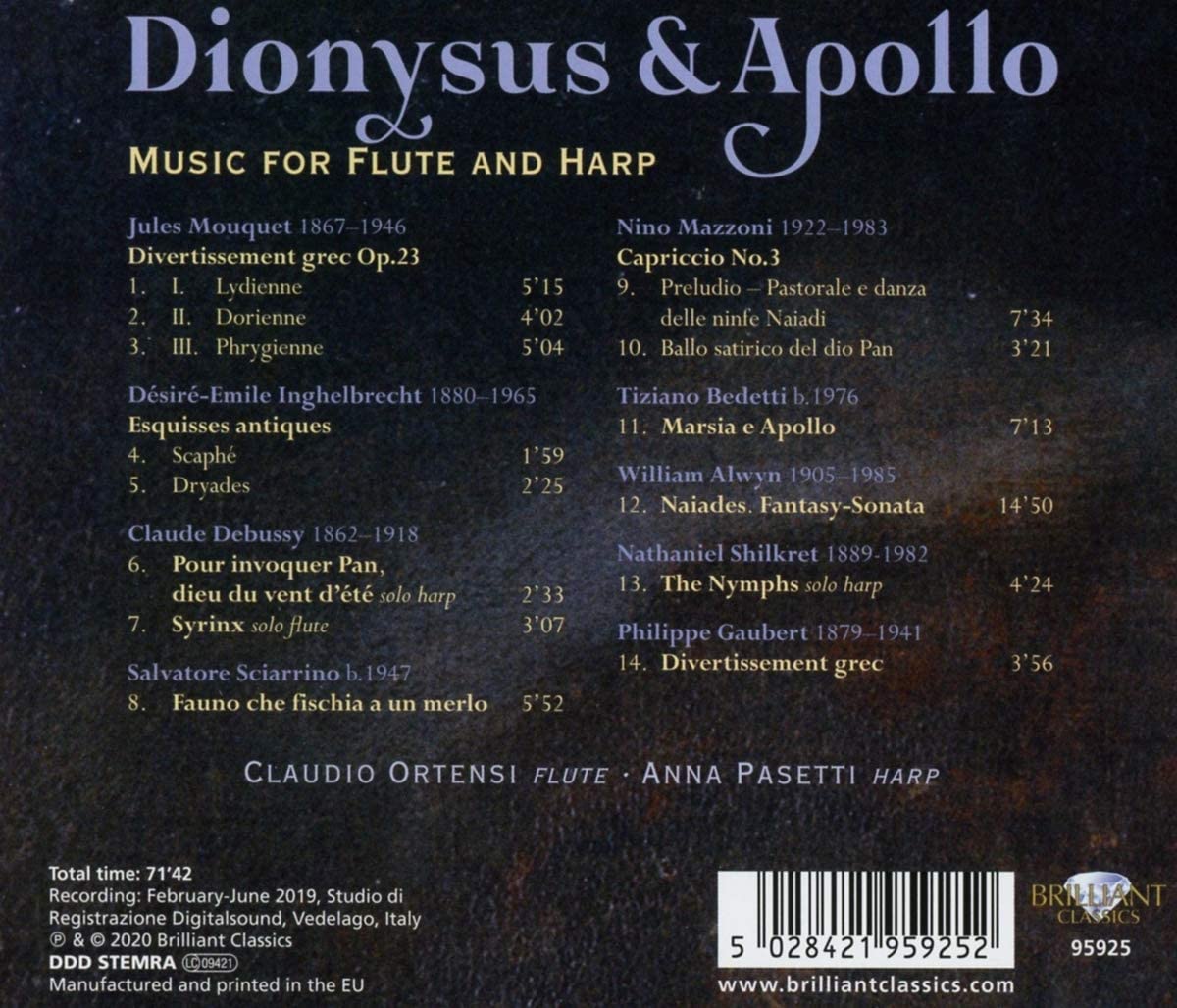 Claudio Ortensi 플루트와 하프 - 독주, 2중주 모음집 (Dionysus & Apollo: Music for Flute and Harp)