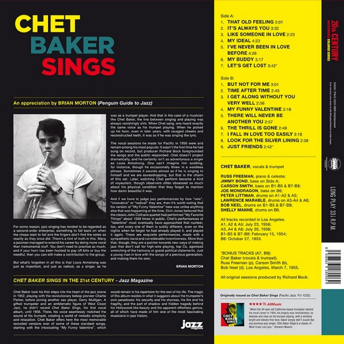 Chet Baker (쳇 베이커) - Sings [투명 블루 컬러 LP]