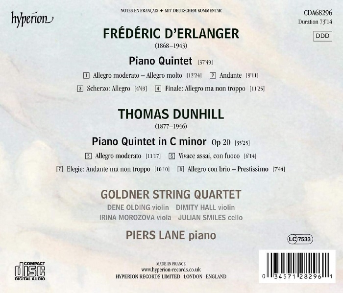 Piers Lane 데란제 & 던힐 : 피아노 5중주곡 (Dunhill & Erlanger: Piano Quintets) 