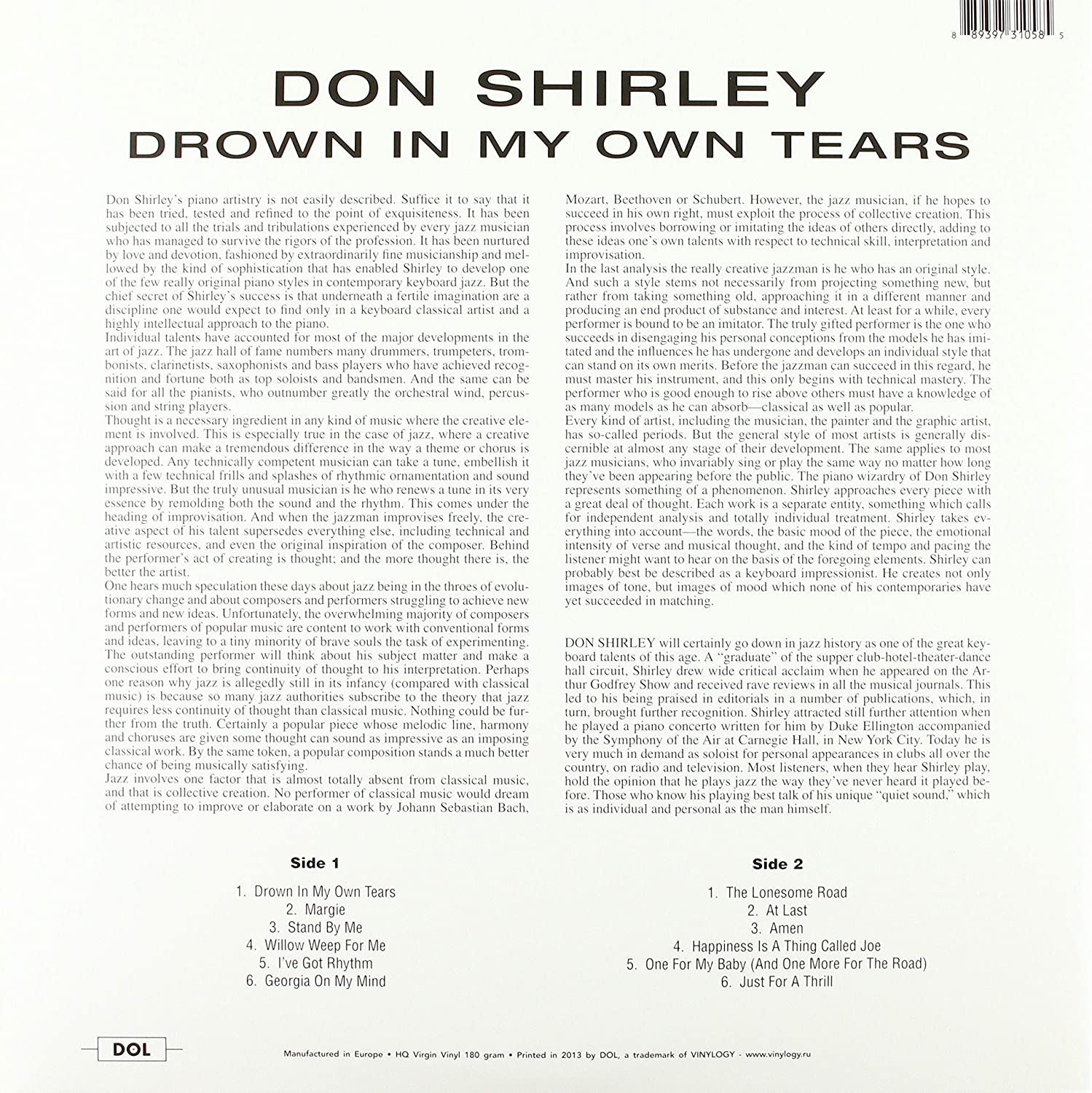 Don Shirley (돈 셜리) - Drown In My Own Tears [LP]