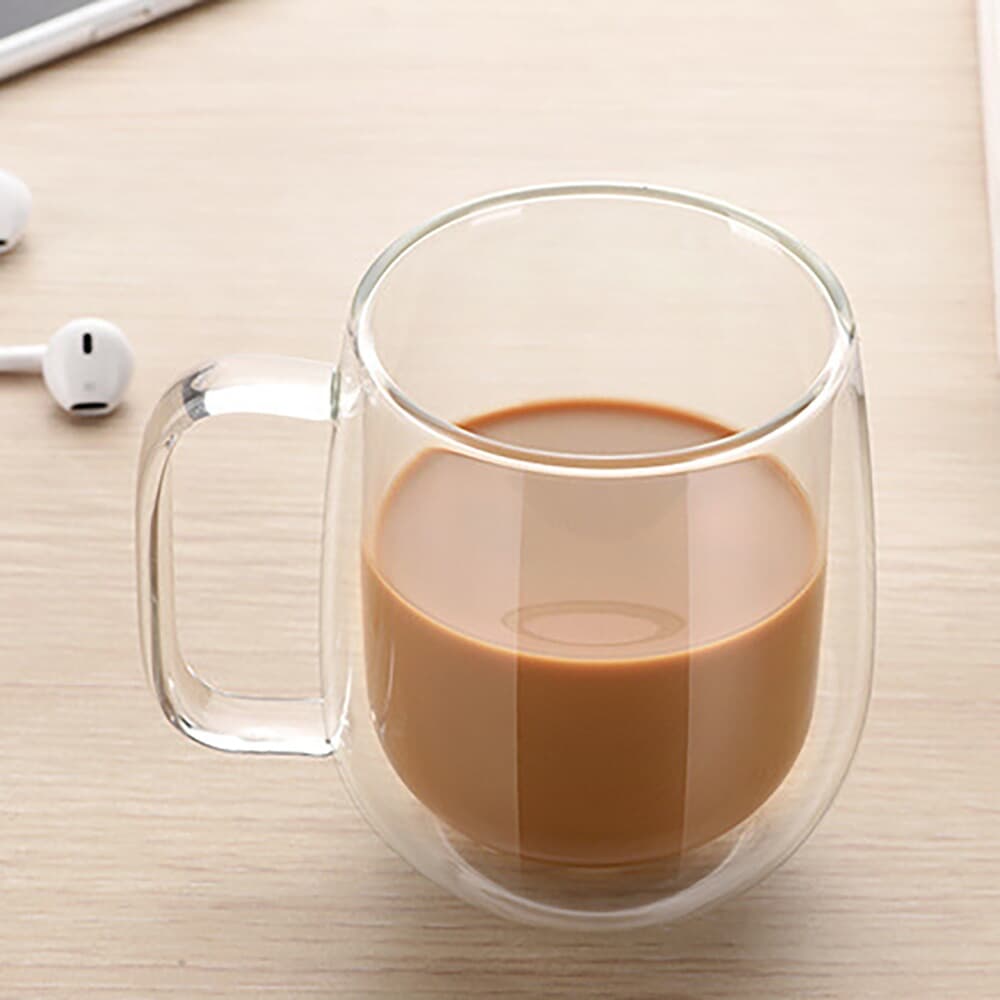 [로하티]감성 이중유리컵 / 홈카페 커피 주스잔
