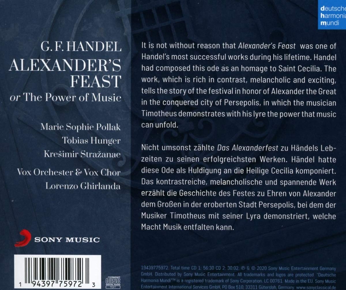 Vox Chor 헨델: 알렉산더의 향연 (Handel: Alexander's Feast Or The Power of Music) 
