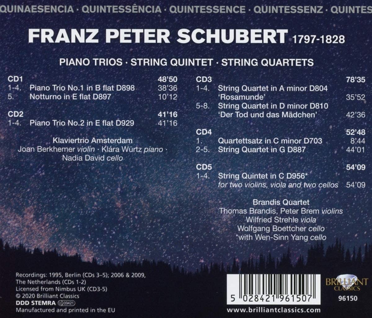 Brandis Quartets 슈베르트: 피아노 3중주, 4중주, 현악 4중주 `로자문데’ , ‘죽음과 소녀’ (Schubert: Piano Trios, String Quintet, String Quartets)