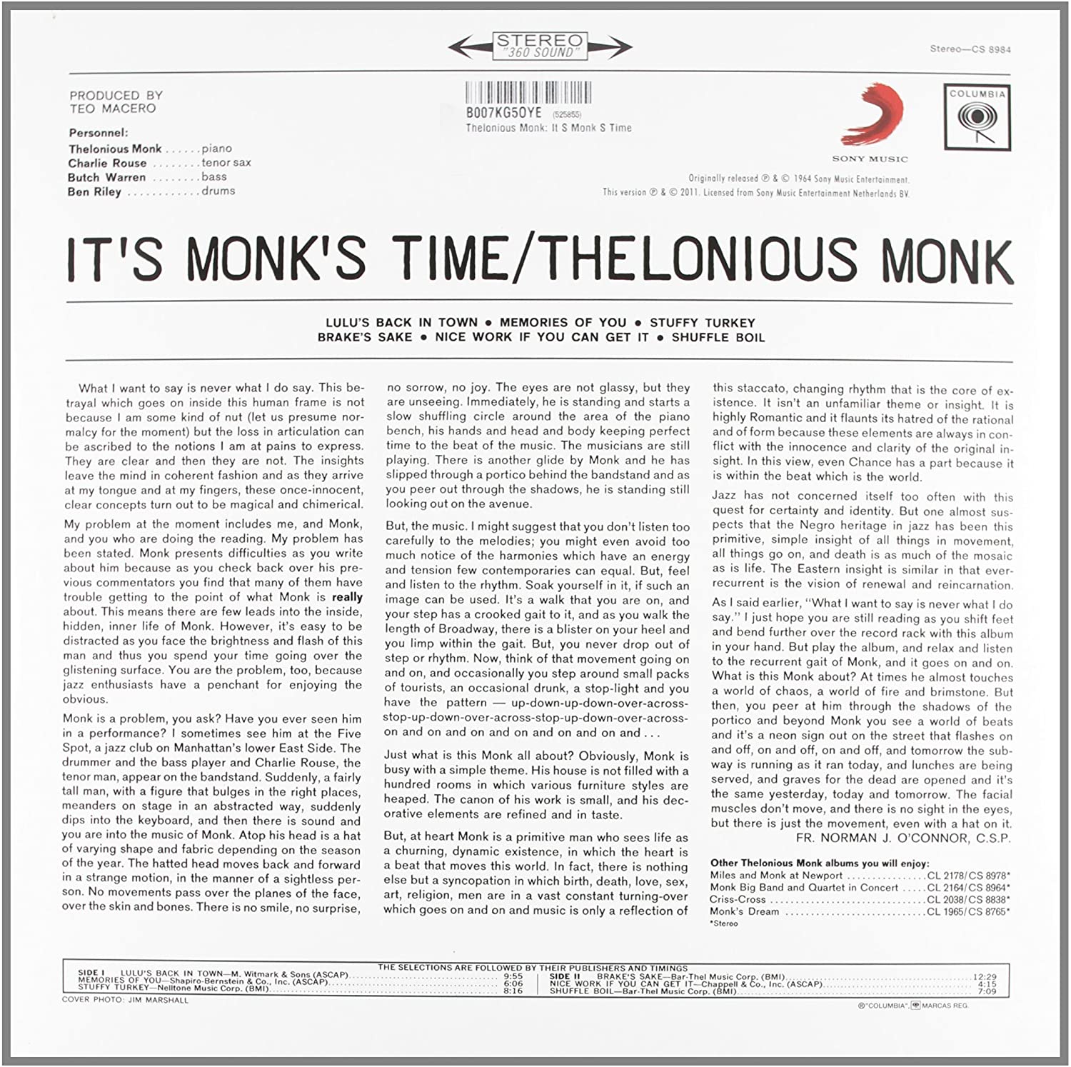 Thelonious Monk (델로니오스 몽크) - It's Monk's Time [LP]