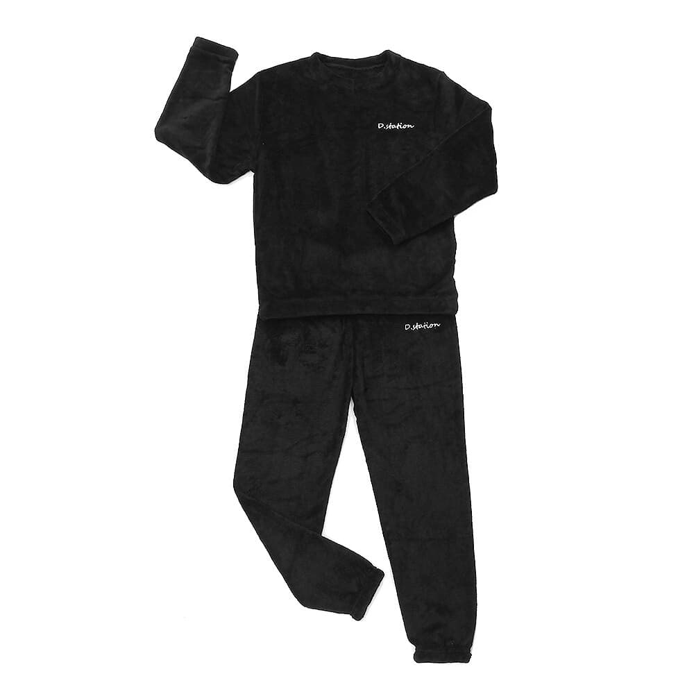 소프트 극세사 잠옷세트(블랙)/ 겨울 수면 파자마세트