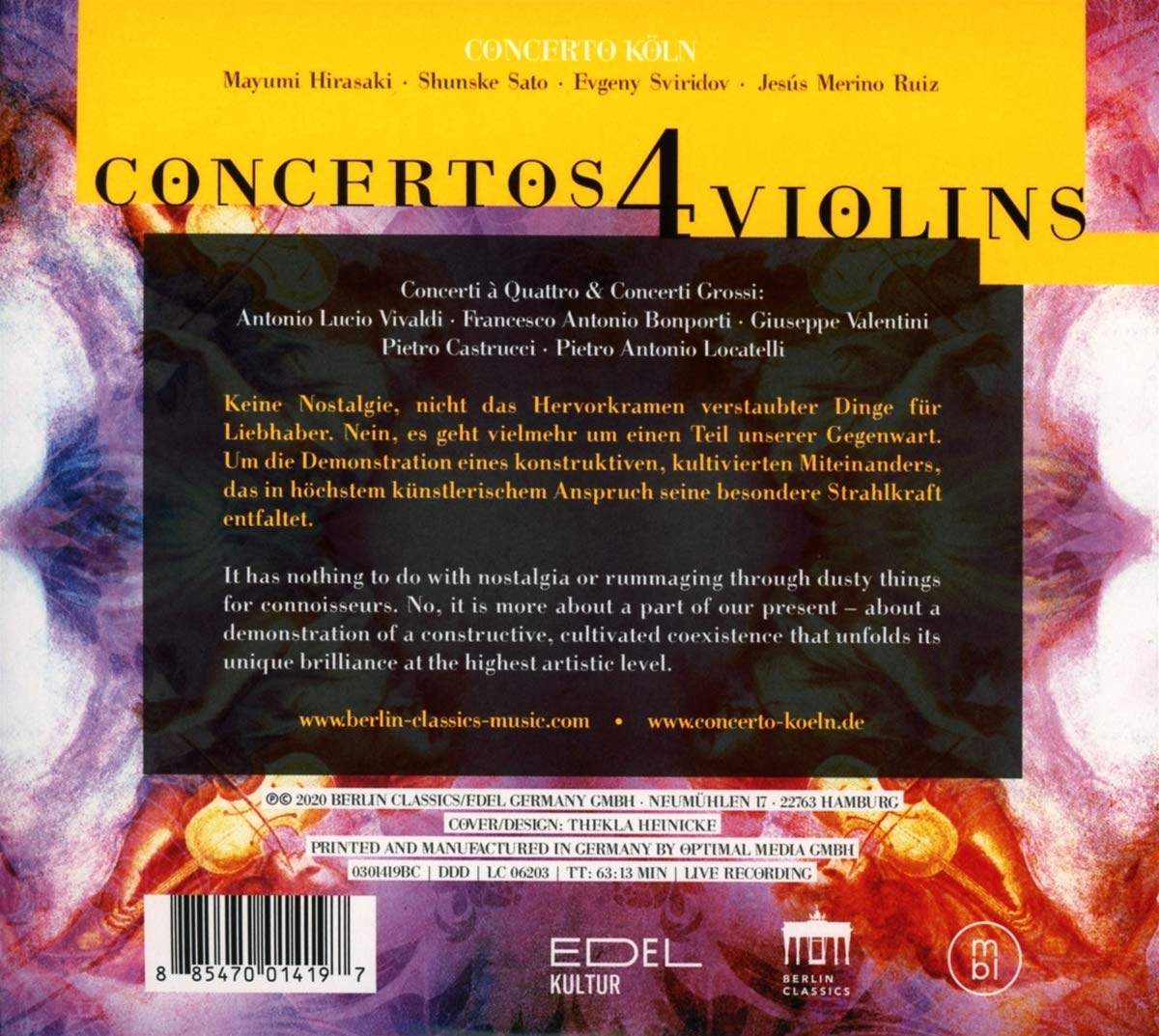 Concerto Koln 비발디 / 발렌티니 / 로카텔리: 4대의 바이올린을 위한 협주곡 (Vivaldi / ValenTini / Locatelli: Concertos for 4 Violins) 