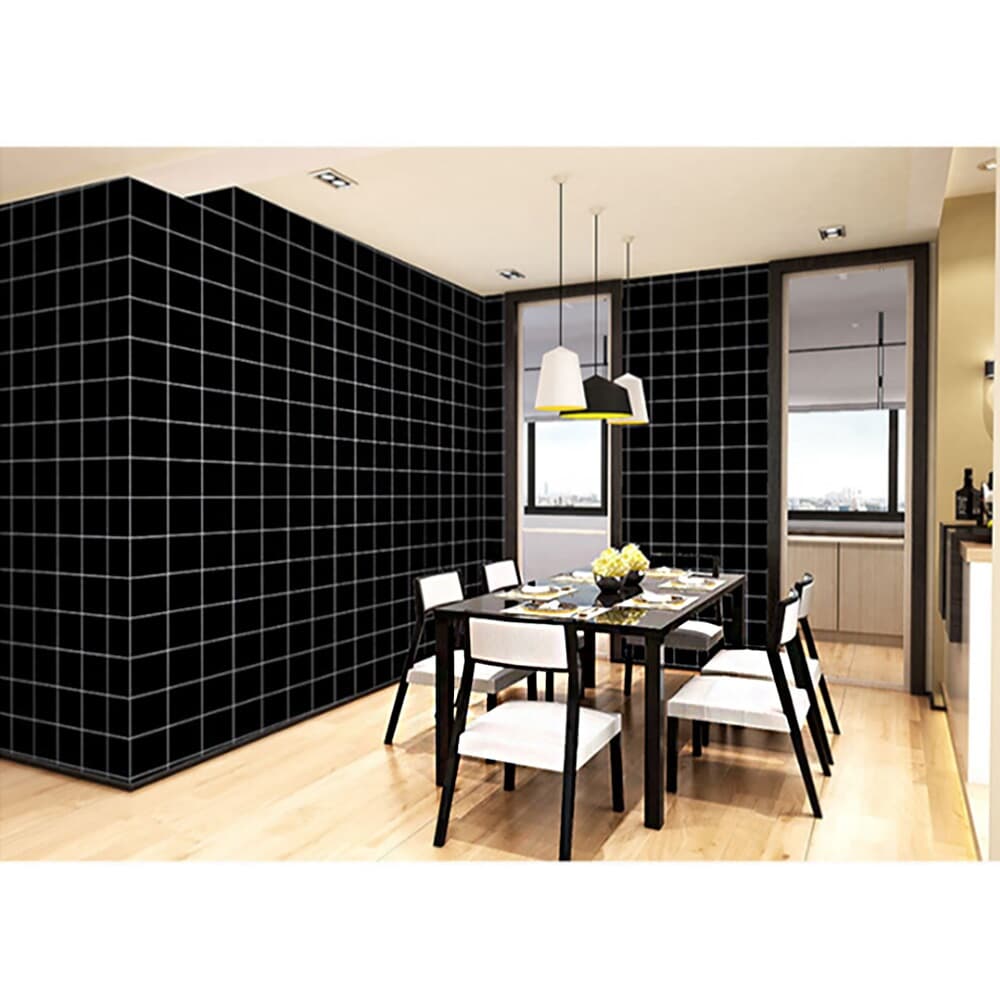 격자무늬 셀프도배 벽 시트지(5M-블랙)/ 접착식벽지