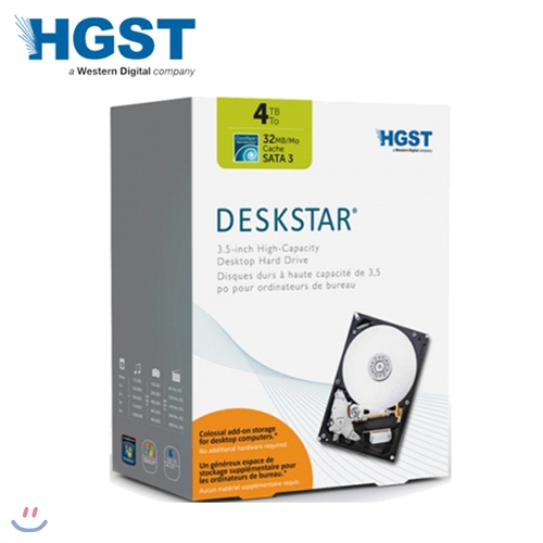 HGST 하드 DESKSTAR IDK Coolspin 4TB 32MB BOX 정품 [HMS5C4040ALE640_BOX3년] (3.5 데스크탑 & NAS HDD / 5700rpm)