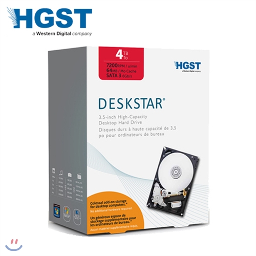 HGST 하드 DESKSTAR IDK DC 4TB 64MB BOX 정품 [HDS724040ALE640_BOX_3년] (3.5 데스크탑 &amp; NAS HDD /7200rpm/SATA3)