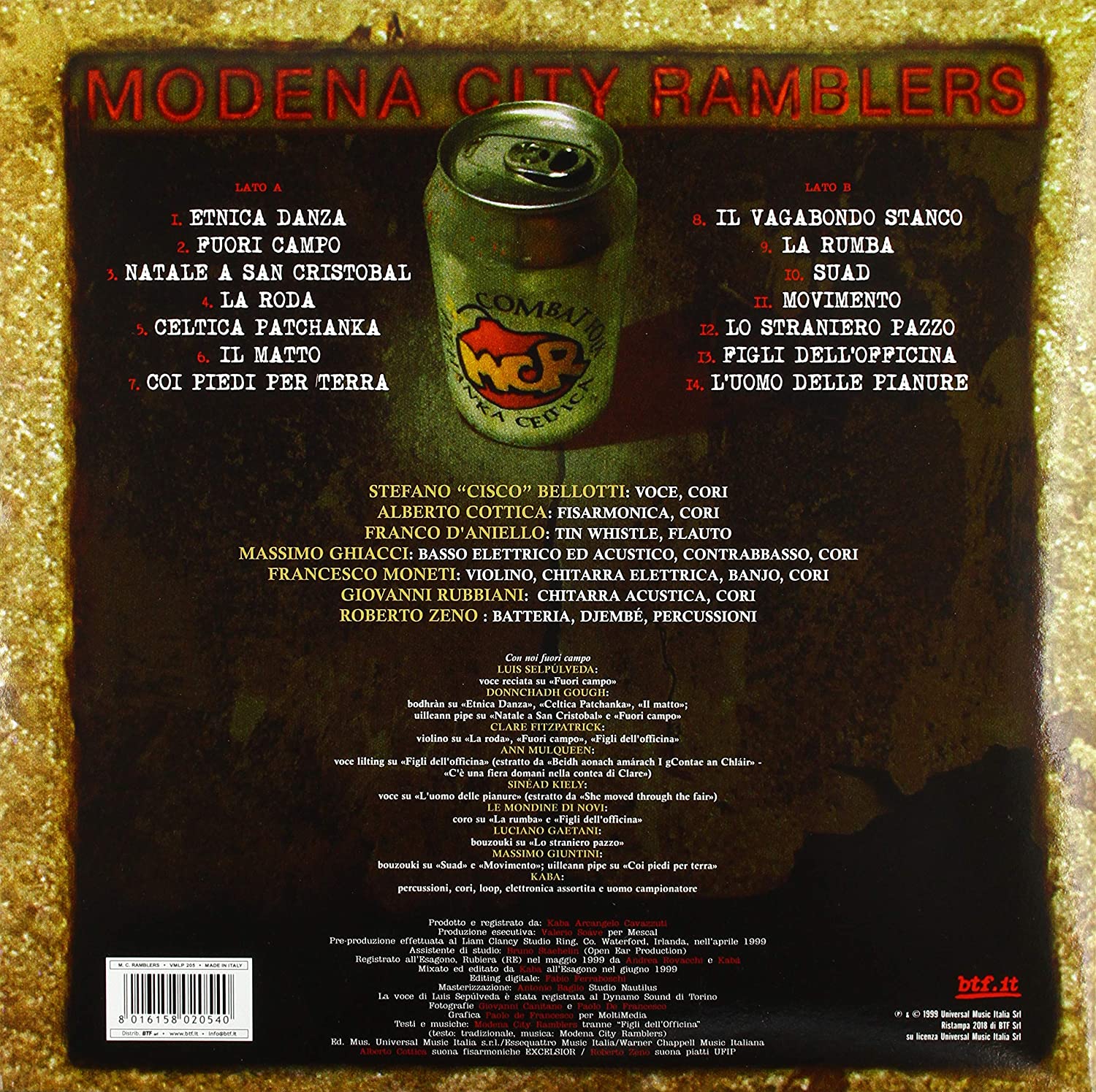 Modena City Ramblers (모데나 시티 램블러즈) - Fuori Campo [레드 컬러 LP] 