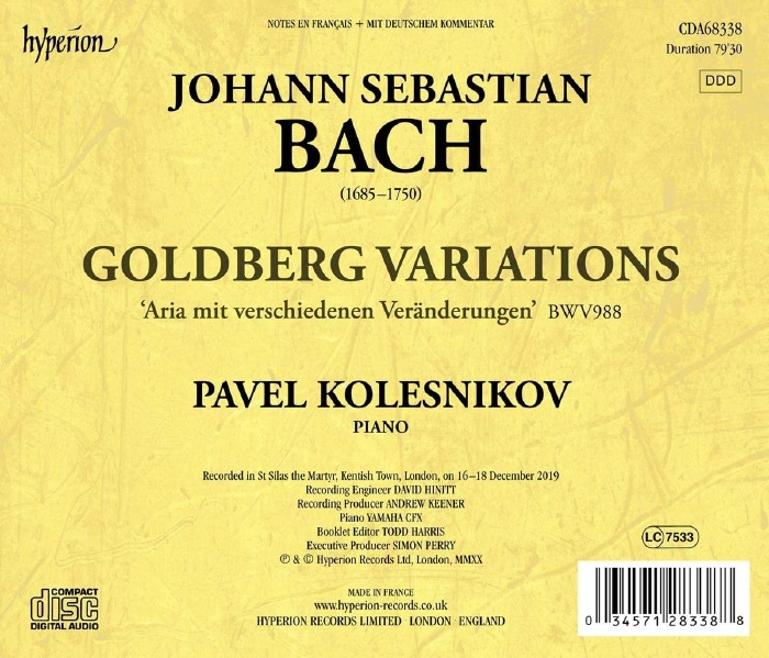 Pavel Kolesnikov 바흐: 골드베르크 변주곡 - 파벨 콜레스니코프 (Bach: Goldberg Variations BWV988) 