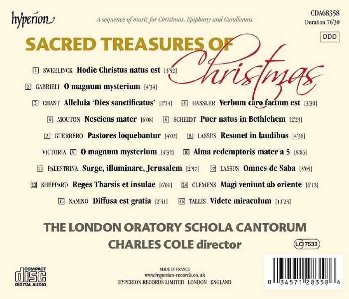 Charles Cole 16세기 유럽 크리스마스 다성음악 모음집 (Sacred Treasures of Christmas) 
