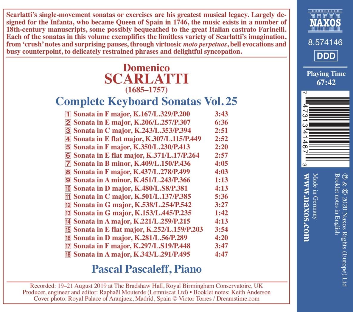 Pascal Pascaleff 도메니코 스카를라티: 건반 작품 전곡 25집 (Domenico Scarlatti: Complete Keyboard Sonatas Vol. 25) 