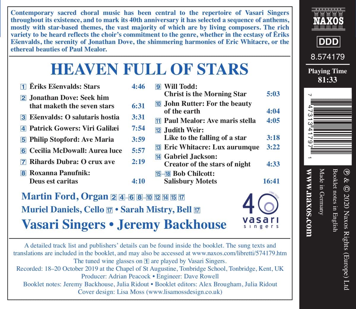 Vasari Singers 현대 성가 모음집 (Heaven Full of Stars) 