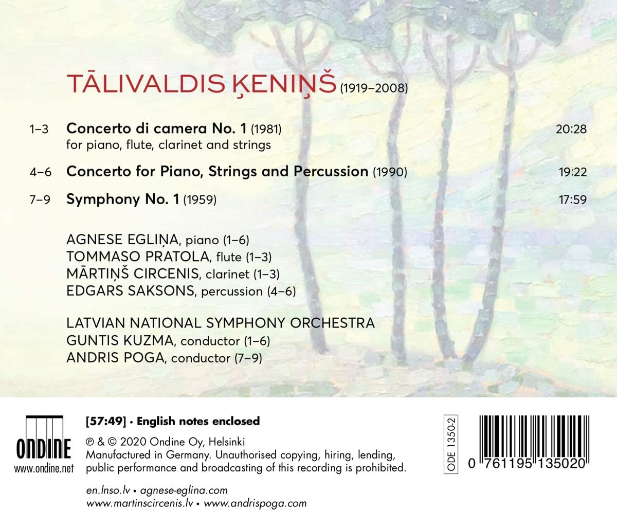 Andris Poga 탈리발디스 케니니시: 교향곡 1번, 실내협주곡 1번, 피아노와 현, 타악기를 위한 협주곡 (Talivaldis Kenins: Symphony No.1, Two Concertos) 