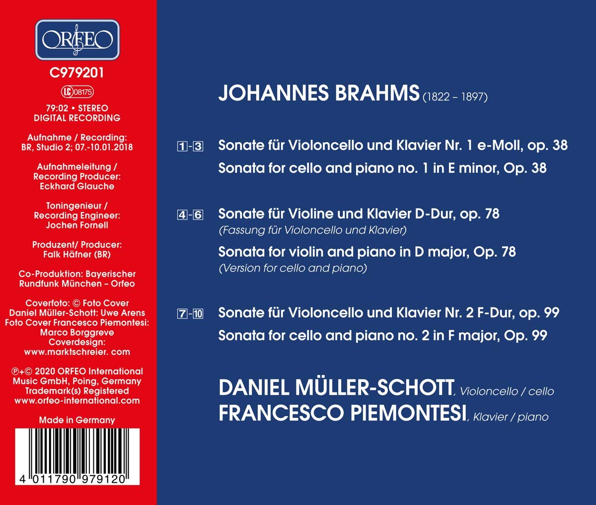 Daniel Muller-Schott 브람스: 첼로 소나타, 바이올린 소나타 1번 [편곡 버전] - 다니엘 뮐러-쇼트 (Brahms: Cello Sonatas) 