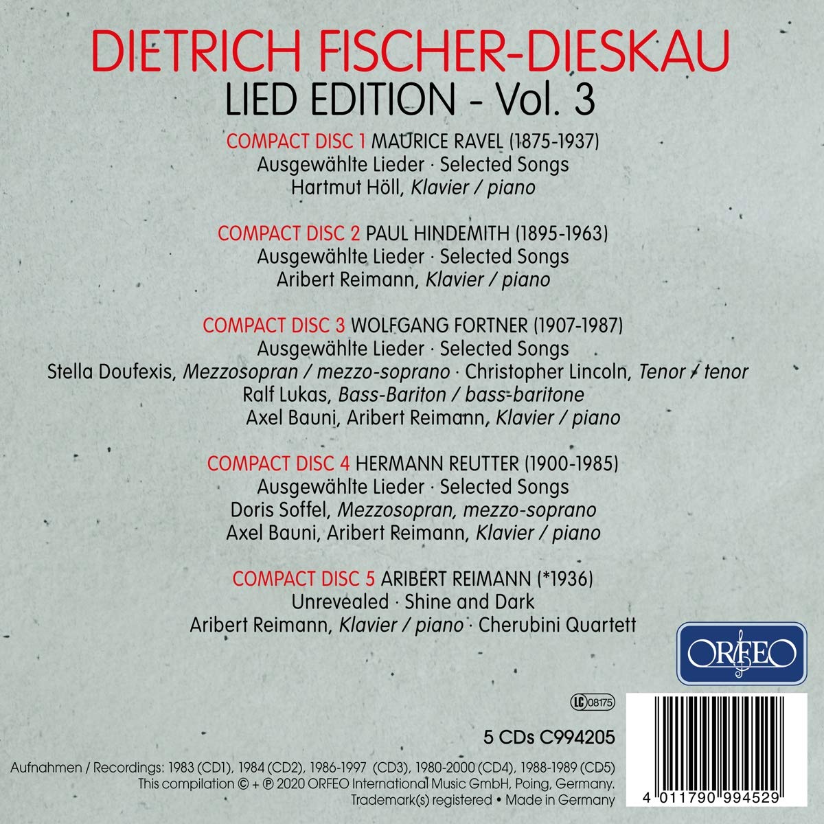 Dietrich Fischer-Dieskau 디트리히 피셔 디스카우 에디션 3집 (Lied-Edition, Vol. 3) 