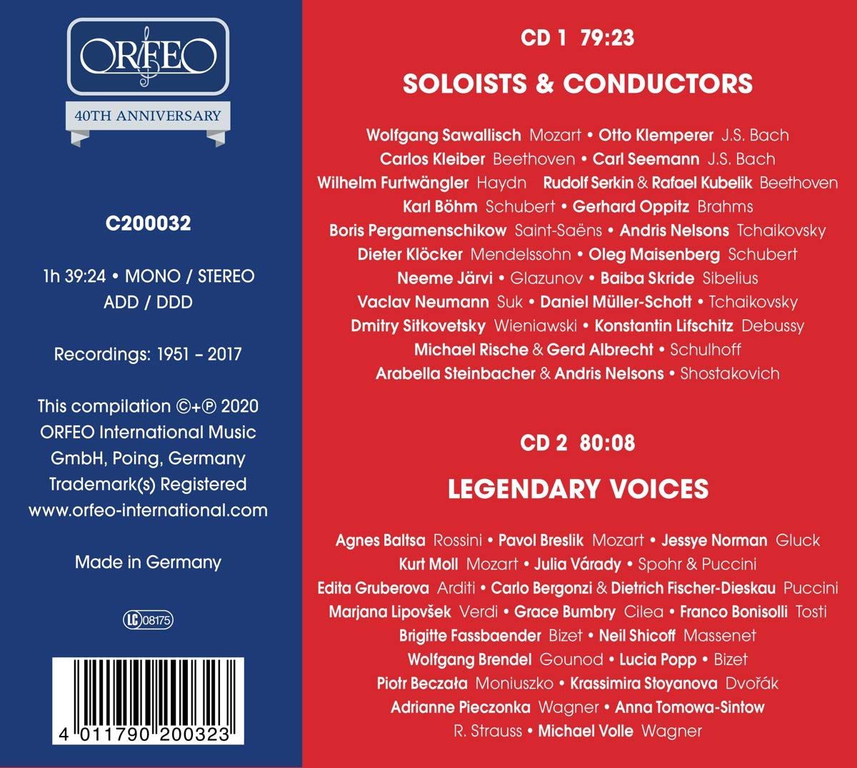 오르페오 레이블 40주년 기념 음반 - 베스트 녹음 40 (ORFEO 40th Anniversary Edition: 40 Ultimate Recordings)