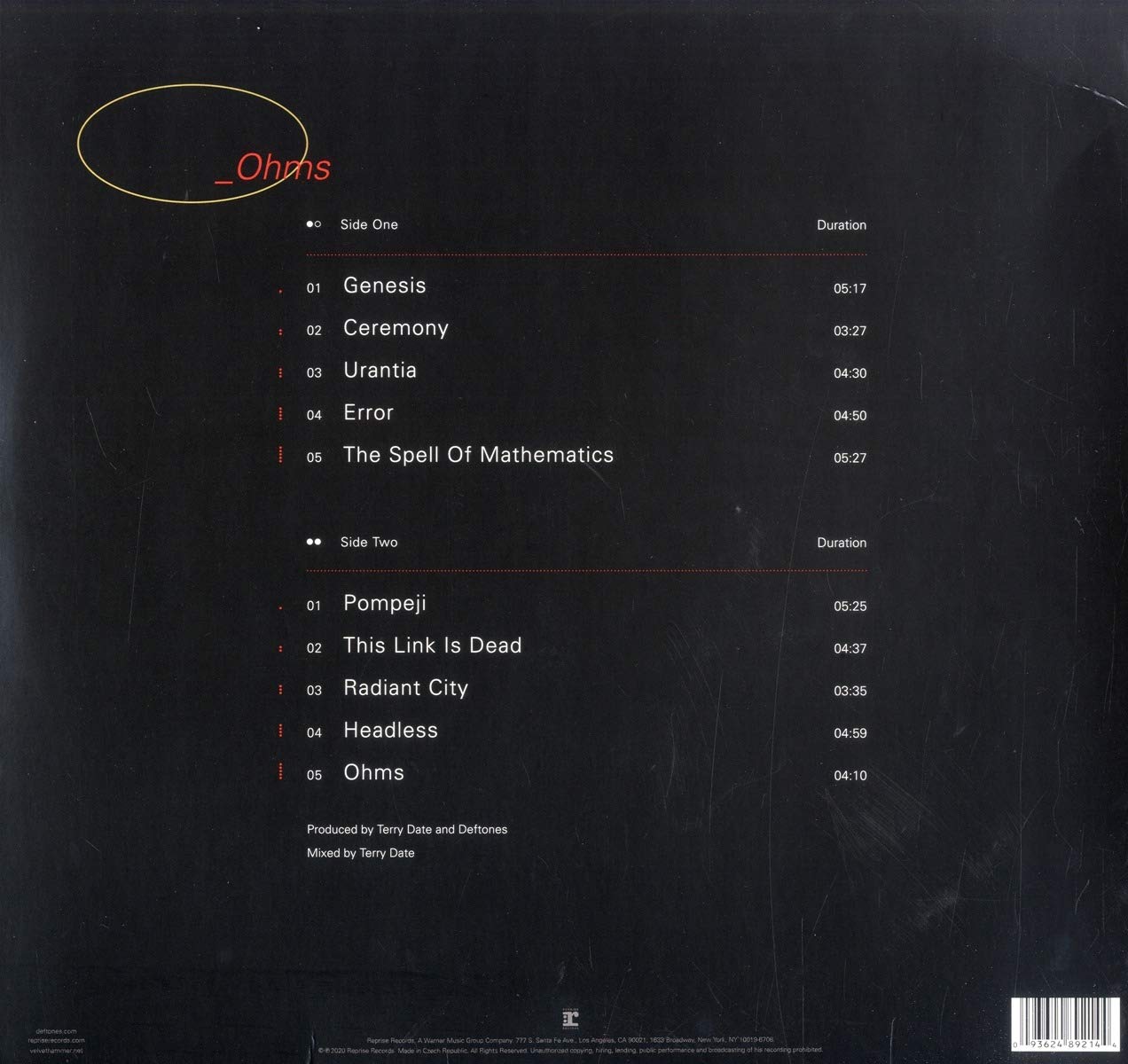 Deftones (데프톤즈) - 9집 Ohms [LP] 