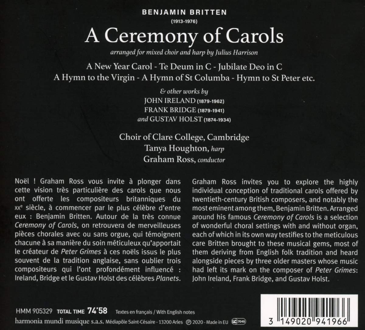 Choir of Clare College Cambridge 브리튼: 캐럴의 제전 (Benjamin Britten: A Ceremony of Carols) 