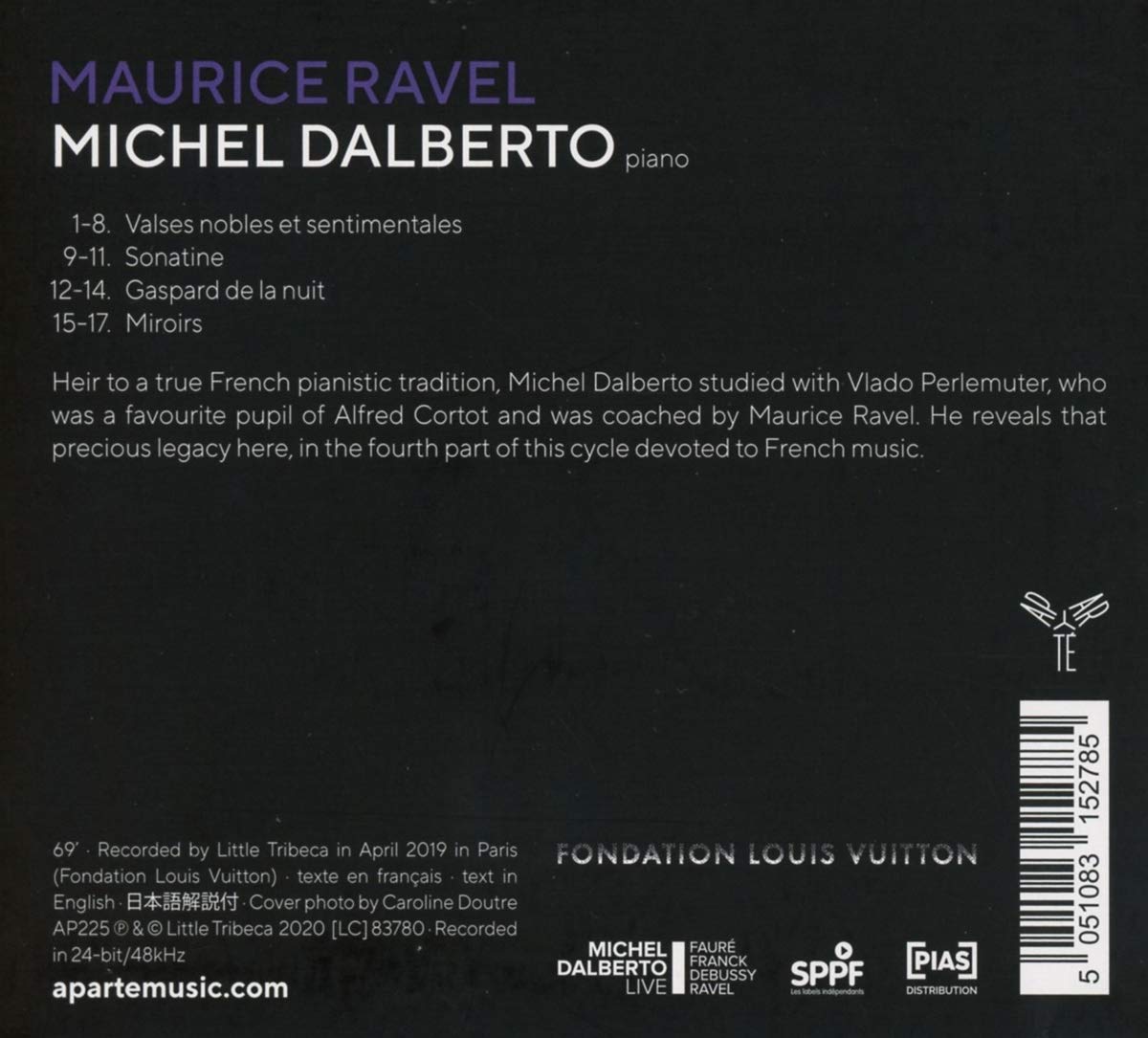 Michel Dalberto 라벨: 밤의 가스파르, 거울, 소나티네, 왈츠 (Ravel: Gaspard de la nuit, Miroirs, Sonatine, Valses) 