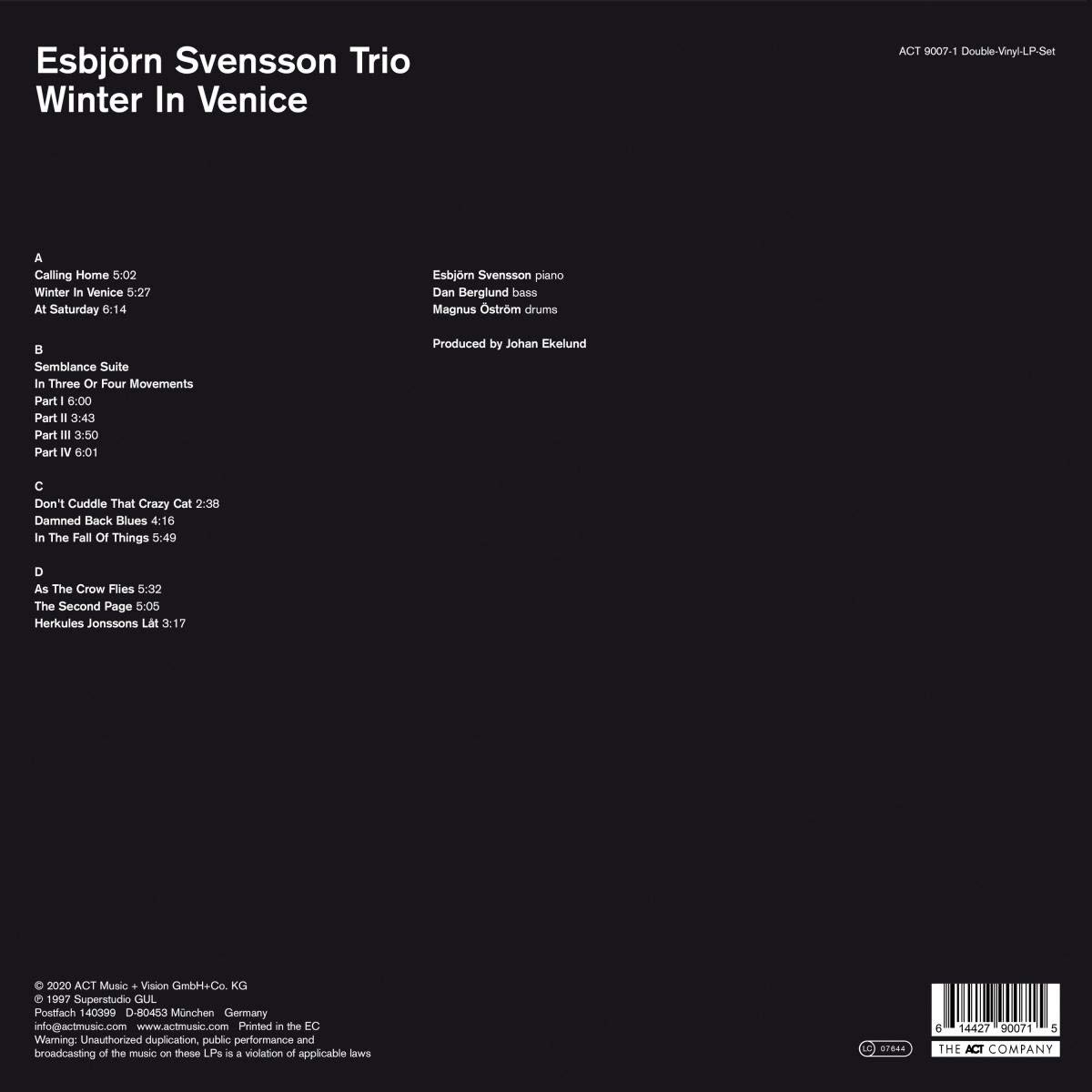 Esbjorn Svensson Trio (에스비외른 스벤손 트리오) - Winter in Venice [2LP] 