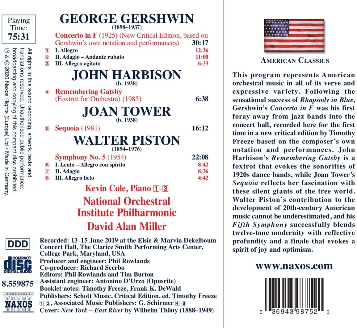 Kevin Cole 거슈윈: 피아노 협주곡 / 하비슨: 개츠비를 기억하며 / 타워: 세퀘이아 외 (Gershwin: Concerto in F) 